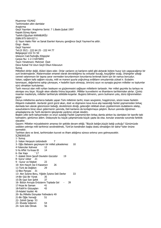 Tarihimizden Altın Damlalar