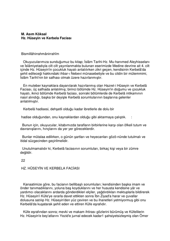 Mustafa Asım Kök sal Kerbela Faciası