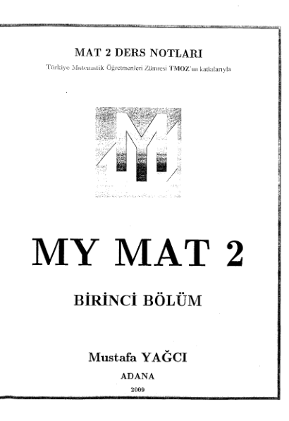 Mustafa Yağcı Matematik 2 Cilt 1