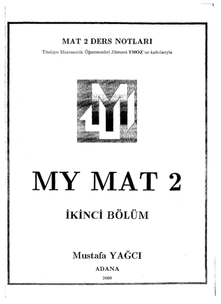 Mustafa Yağcı Matematik 2 Cilt 2