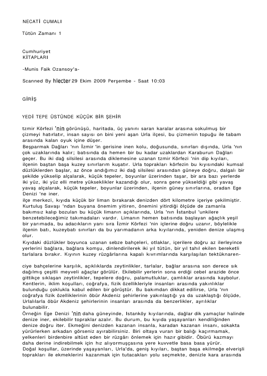 Necati Cumalı - Tütün Zamanı