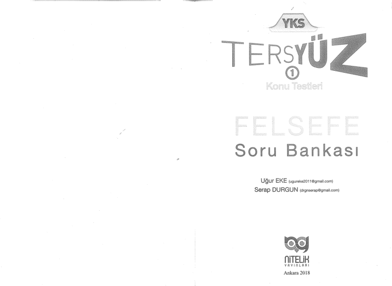 Nitelik Ters Yüz TYT Felsefe Soru Bankası