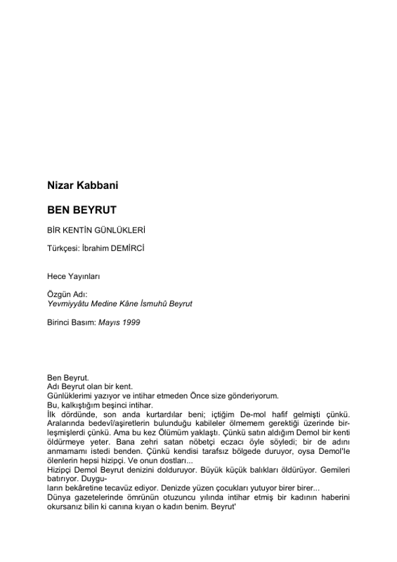 Nizar Kabbani Ben Beyrut