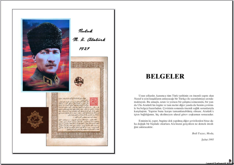 Nutuk Ek Belgeler Harita M.K. Atatürk Bedi Yazıcı