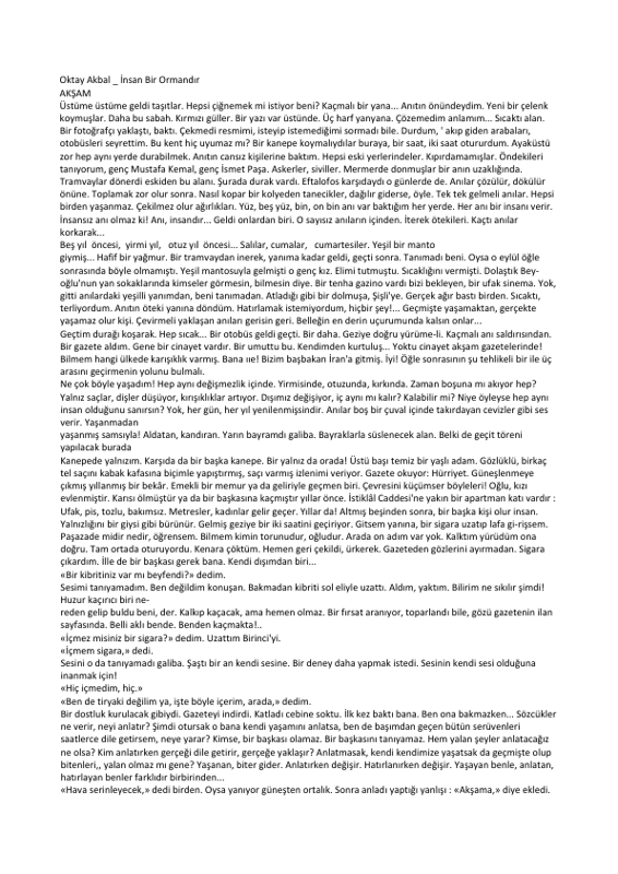 İnsan Bir Ormandır - Oktay Akbal