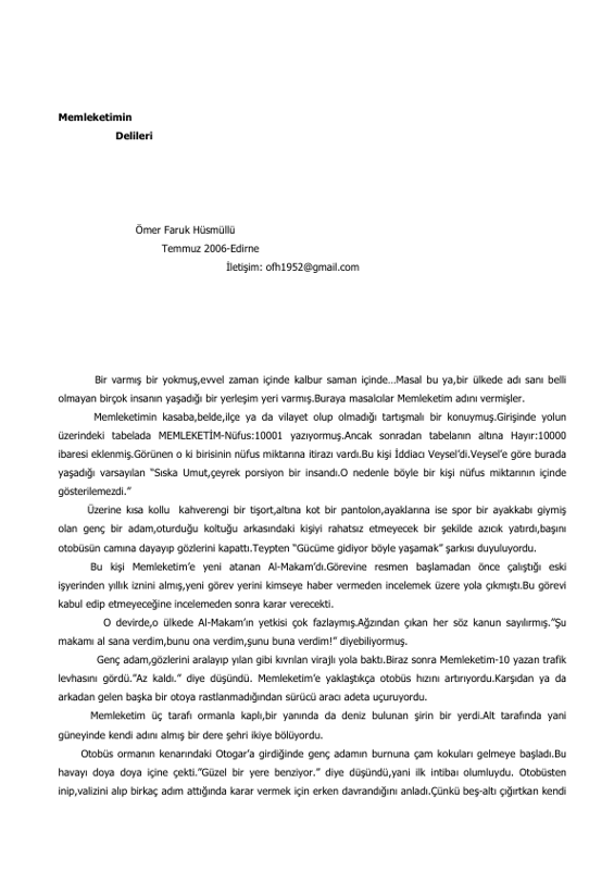 Memleketin Delileri - Ömer Faruk Huşmullu