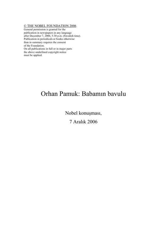Nobel Konuşması