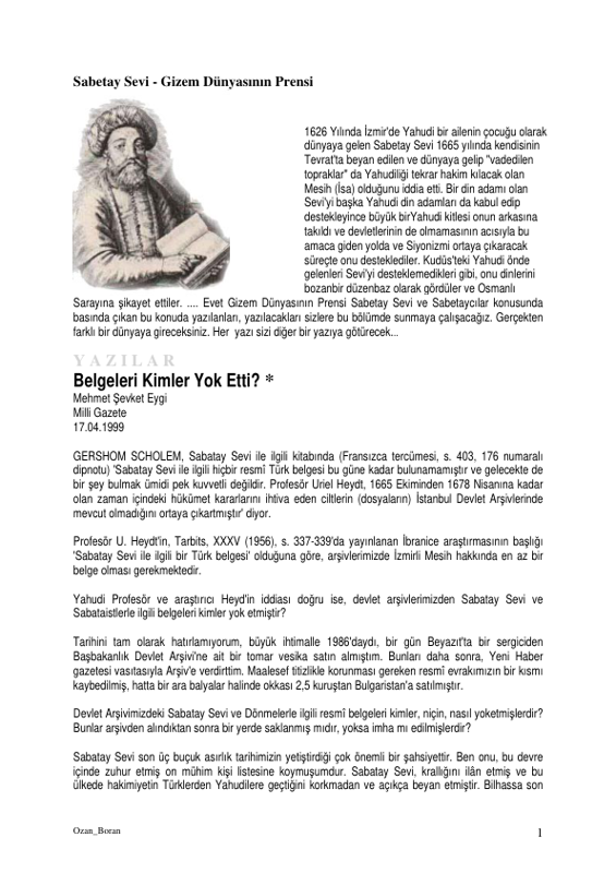 Sabatay Sevi: Ozan Boran'ın Kaleminden Tarihin En Gizemli Mesih Figürü