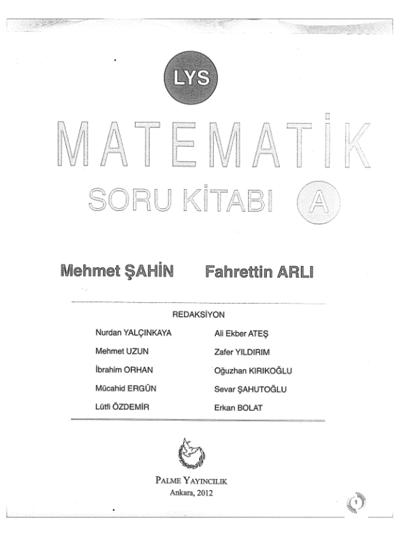 Palme Yayınları LYS Matematik Soru Bankası B Serisi