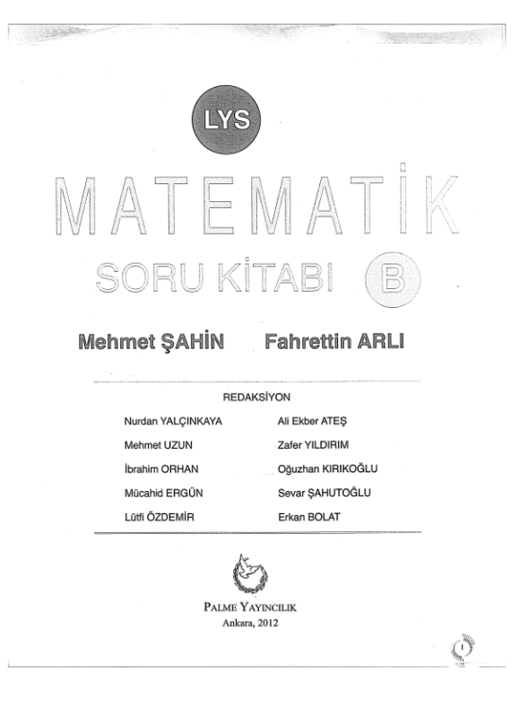 Palme LYS Matematik Soru Bankası BB Serisi