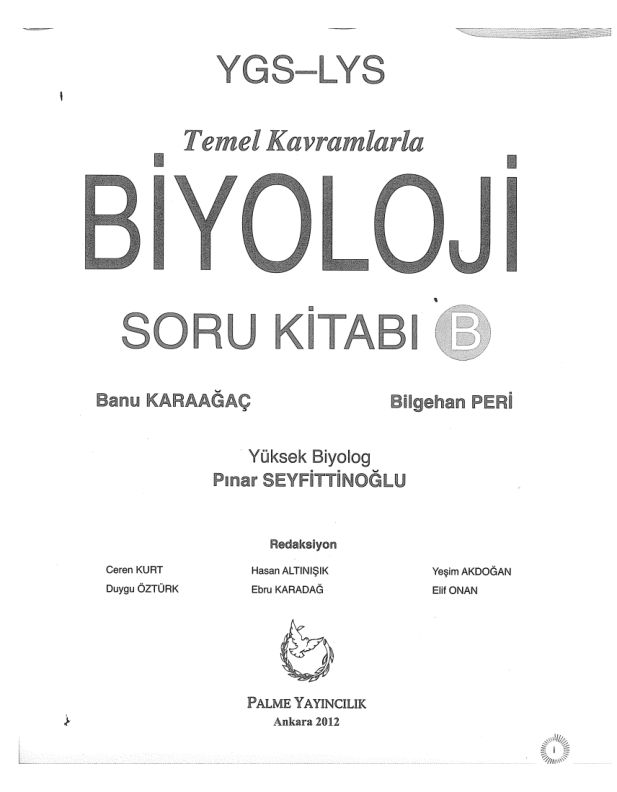 Palme YGS LYS Biyoloji S.B.B