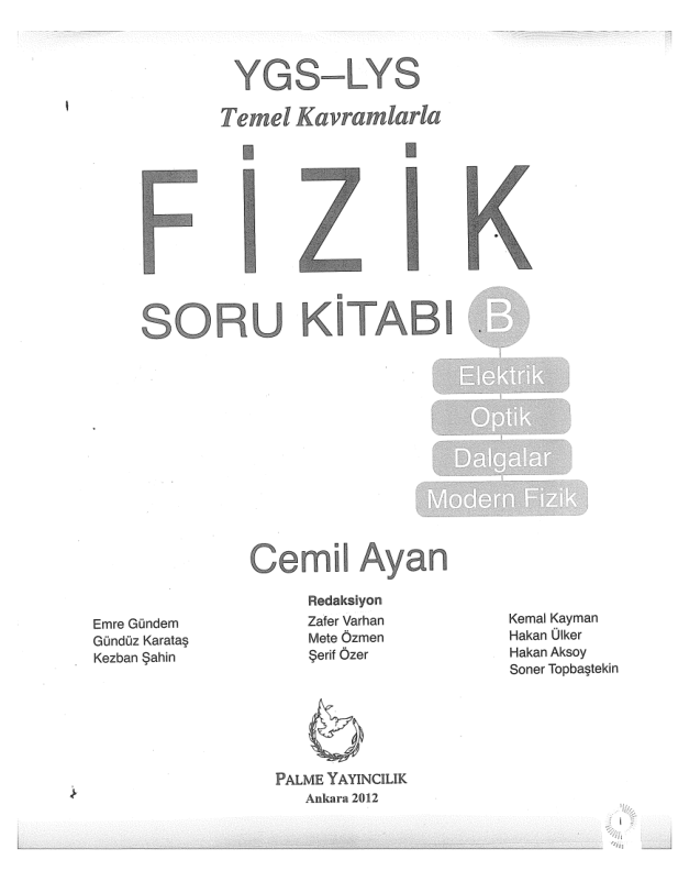 Palme Yayınları YGS-LYS Fizik Soru Bankası