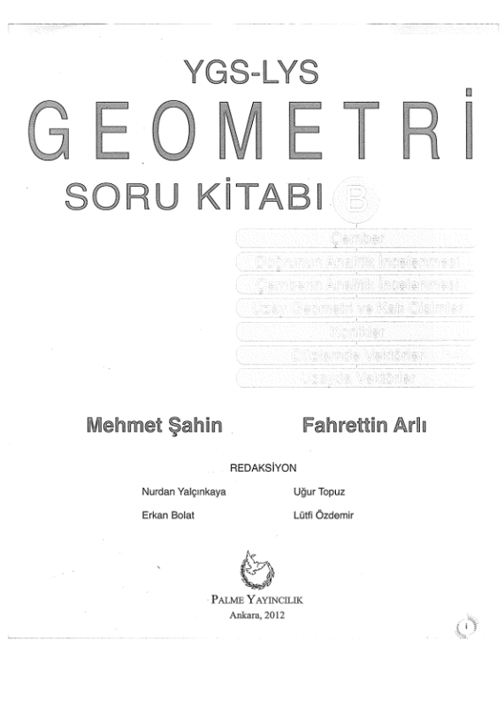 Palme Yayınları YGS-LYS Geometri Soru Bankası BB Serisi
