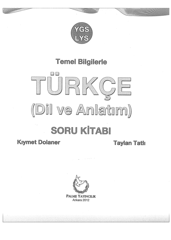 Palme YGS Türkçe Dil ve Anlatım