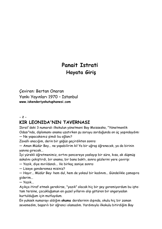 Panait Istrati Hayata Giriş