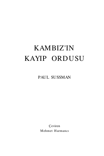 Paul Sussman Kambizin Kayıp Ordusu