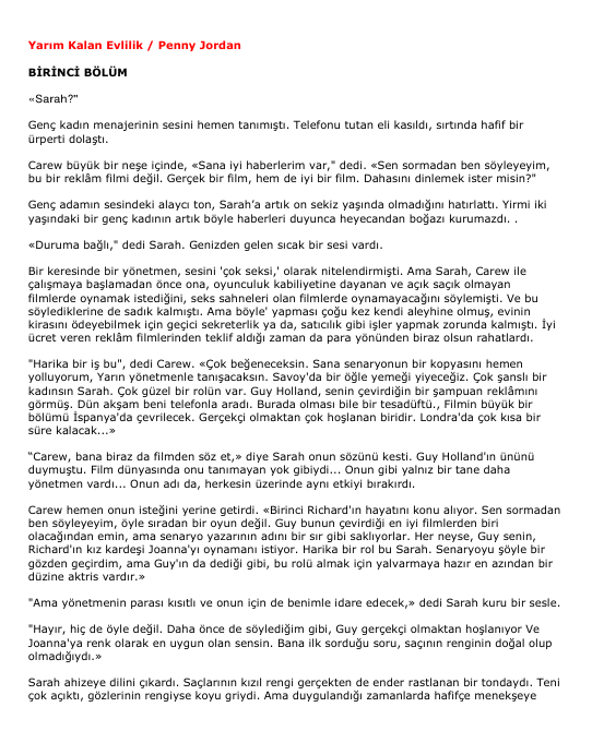 Penny Jordan Yarım Kalan Evlilik
