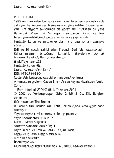 Peter Freund Laura Aventerranın Sırrı