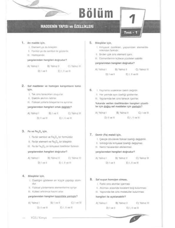 PİANALİTİK YGS KİMYA SB