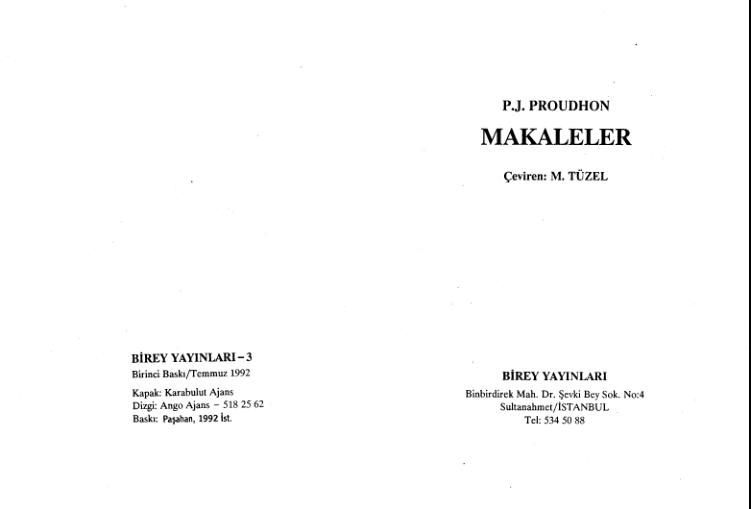 Pierre Joseph Proudhon Makaleler