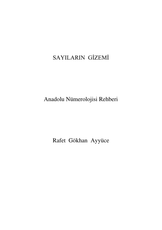 Rafet Gökhan Ayyuce Sayıların Gizemi