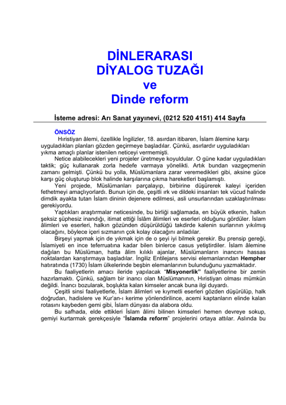 Ramazan Ayvallı: Dinler Arası Diyalog Tuzağı