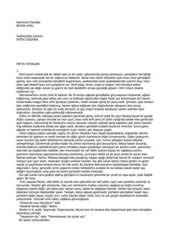 Büyük Uyku - Raymond Chandler
