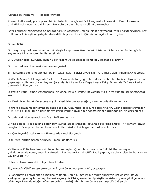 Rebecca Winters Koruma mı Koca mı