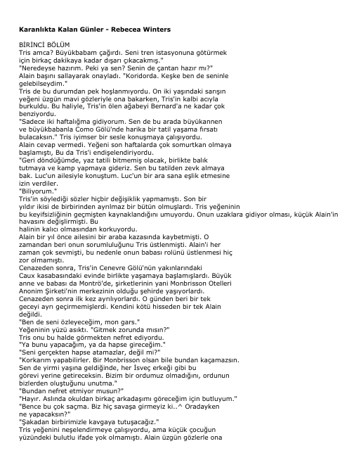 Rebeca Winters Karanlıkta Kalan Günler