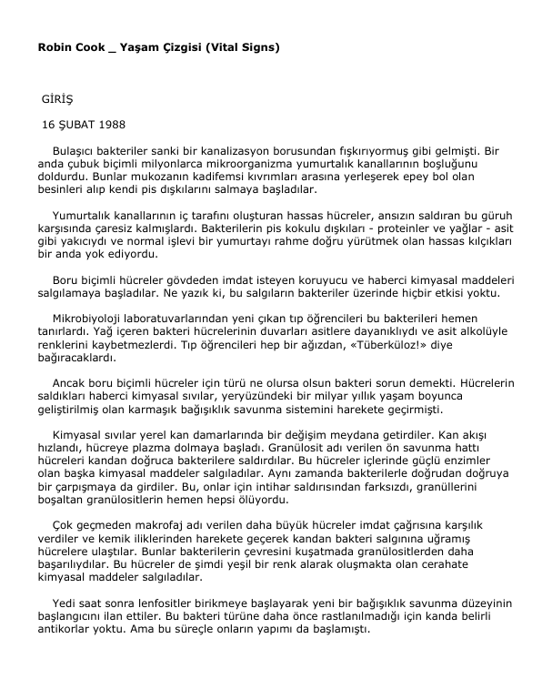 Robin Cook Yasa Çizgisi