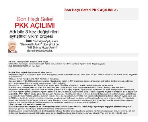 Sadi Somuncuoğlu: Son Haçlı Seferi - PKK Açılımı