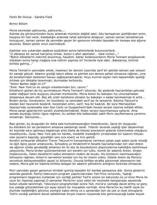Sandra Field Farklı Bir Dünya