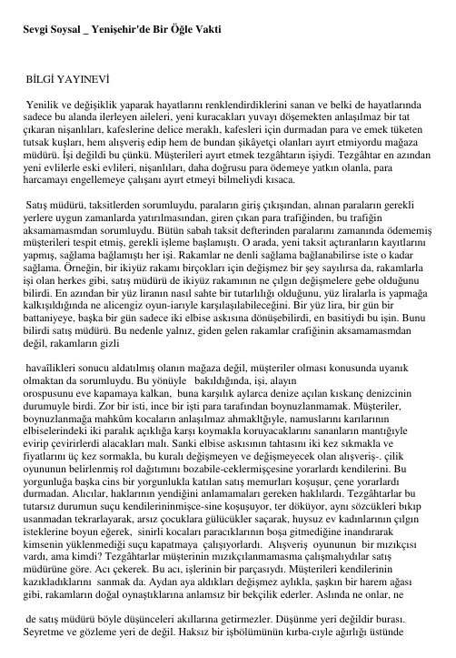 Yenişehir'de Bir Öğle Vakti