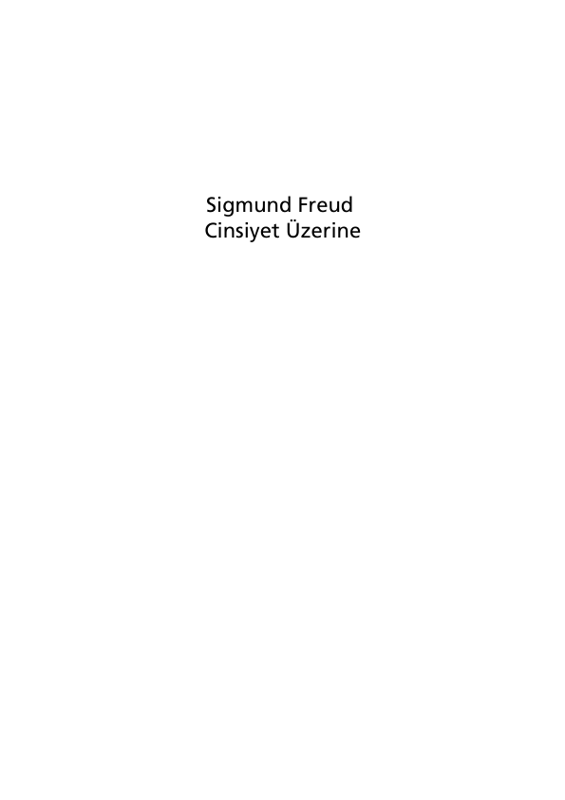 Sigmund Freud: Cinsiyet Üzerine