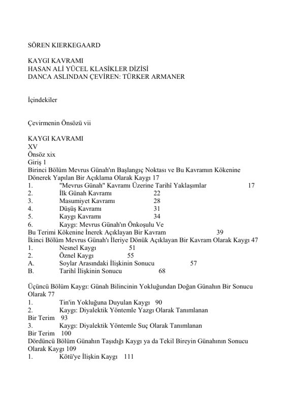Søren Kierkegaard Kaygı Kavramı