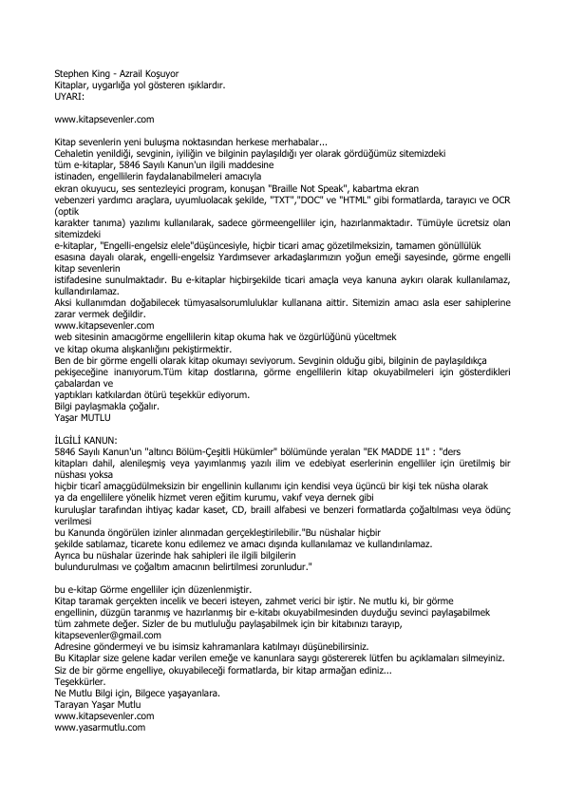 Azrail Koşuyor - Stephen King (Richard Bachman)