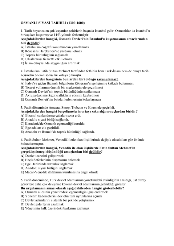 Tarih Test Soruları 21 40