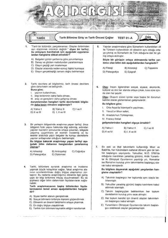 Tarih Yaprak Test Acites A