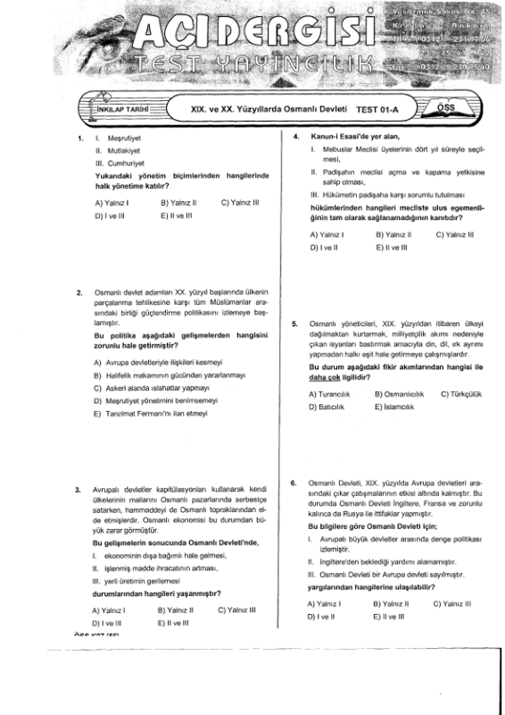 Tarihyapraktest Acites A2 Açıklamalı Çözümlü