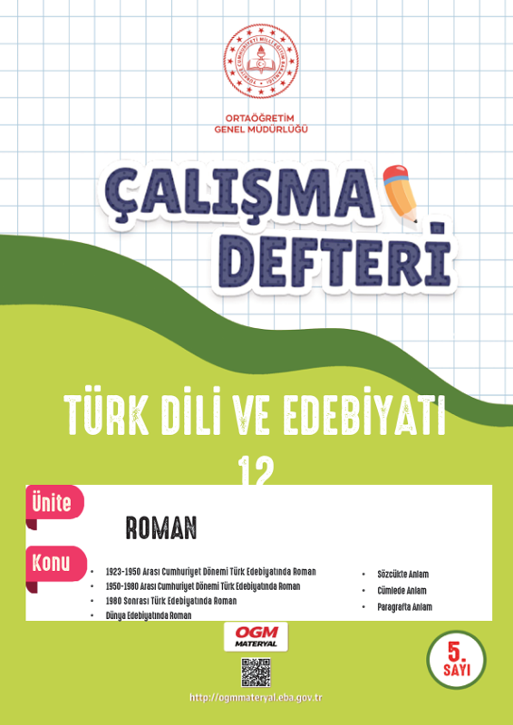 12. Sınıf Türk Dili ve Edebiyatı Çalışma Kitabı: MEB Müfredatına Uygun