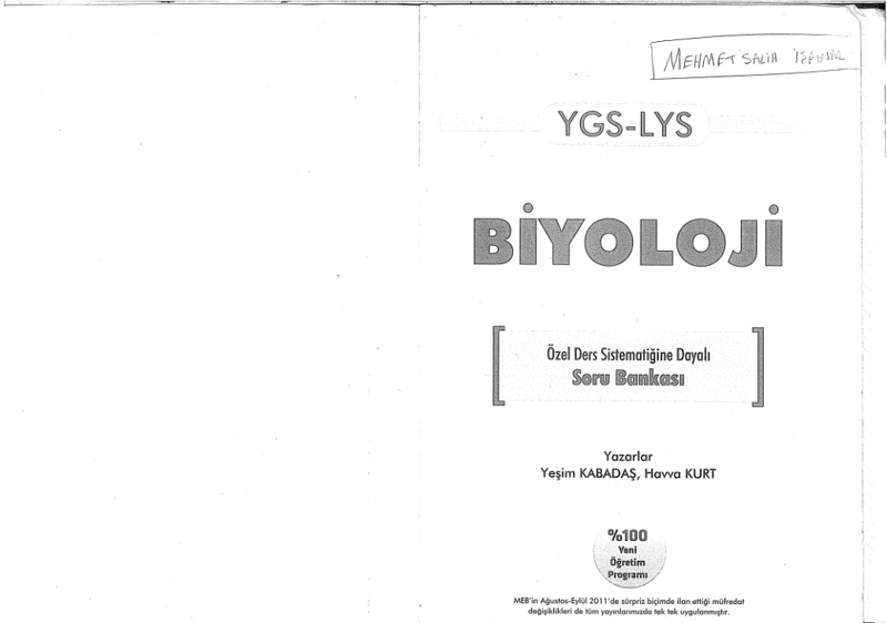 Ünlü Yayınları YGS-LYS Biyoloji Soru Bankası