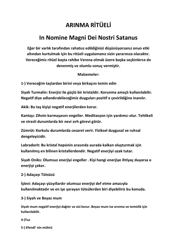 Varlık Def Etme Arnma Ritüel