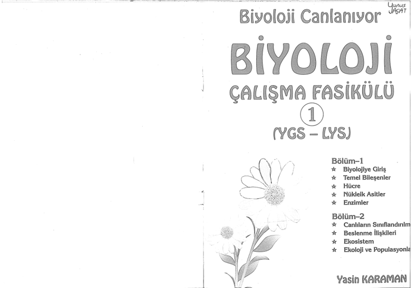 Yasin Karaman YGS-LYS Biyoloji Çalışma Fasikülü 1